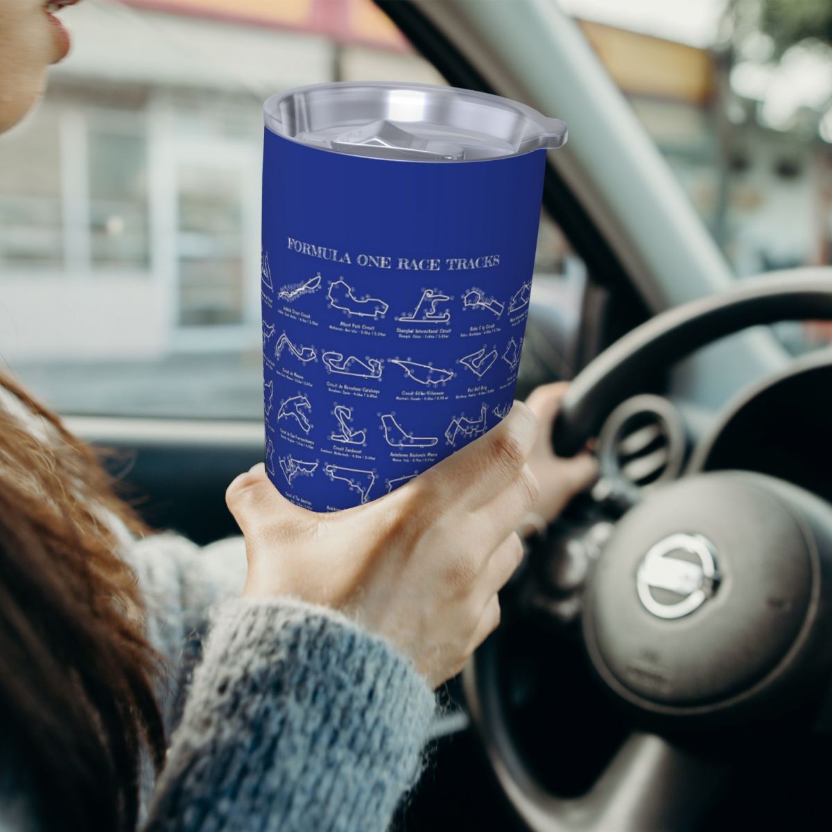 Tumbler 20Oz White - Tracce da corsa F1 (stencil bianco